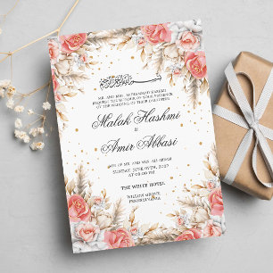 Elegant Floral and leaf Islamic Muslim Wedding  Invitation