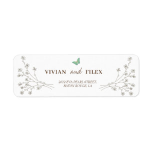 Elegant Floral and Mini Butterfly Return Address Label