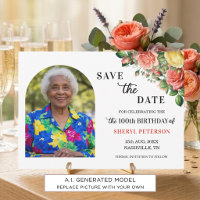 Elegant Floral and Photo 100th Birthday Party