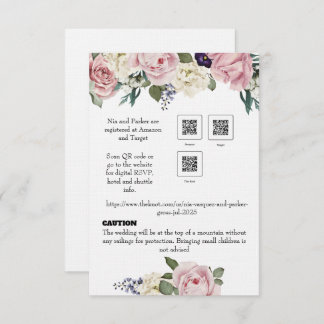 Elegant floral and scipt note card. RSVP card