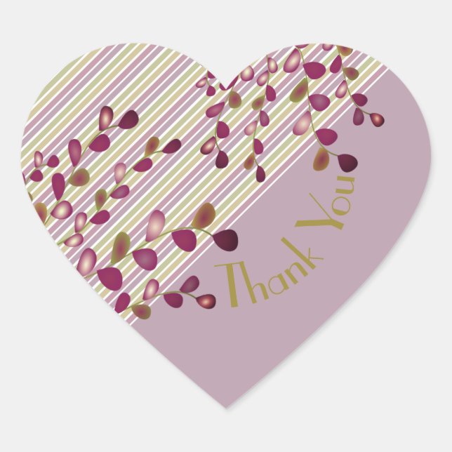 Elegant Floral And Stripe Heart Sticker (Front)