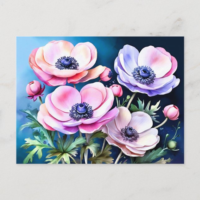 Elegant Floral Anemone Postcard (Front)