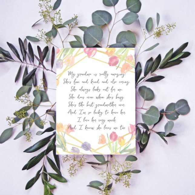  Elegant Floral Appreciation Poem for Nana Grandma Custom Letterhead (Creator Uploaded)