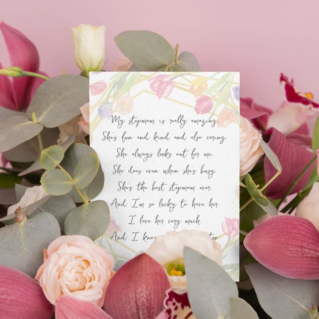    Elegant Floral Appreciation Poem for Stepmother Postcard (Creator Uploaded)