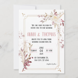 Elegant Floral Arboreal Wedding Invitation