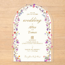 Elegant Floral Arch Acrylic Wedding Invitation