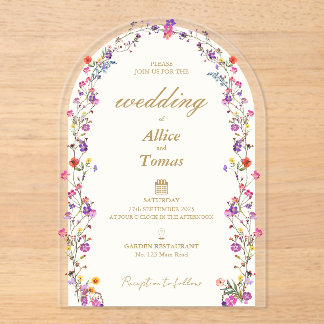 Elegant Floral Arch Acrylic Wedding Invitation