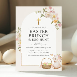 Elegant Floral Arch Easter Brunch & Egg Hunt Invitation