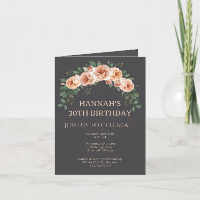 Elegant Floral Arch Frame Birthday Invitation (Front)