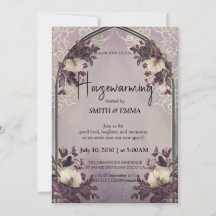 Elegant Floral Arch Housewarming Invitation with S