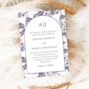 Elegant Floral Arch Monogram Wedding Invitation