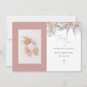 Elegant Floral Arch Photo Baptism Thank You Card