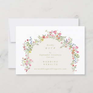 Elegant Floral Arch QR CODE BACK wedding website RSVP Card