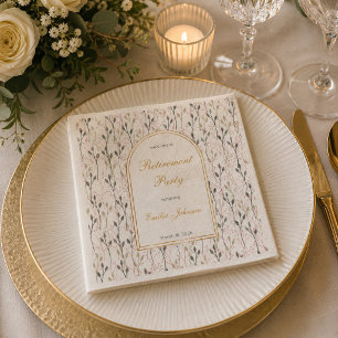 Elegant Floral Arch Retirement Party Paper Napkins