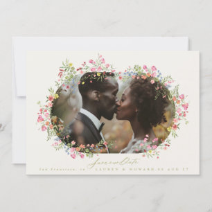 elegant floral arch spring wedding photo QR Code Save The Date