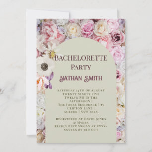 Elegant Floral Arch Summer Bachelorette Party Invitation