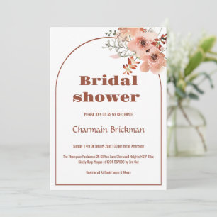 Elegant Floral Arch Terracotta Bridal Shower Invitation