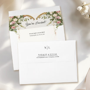 Elegant Floral Arch Vintage Wedding Monogram  Envelope