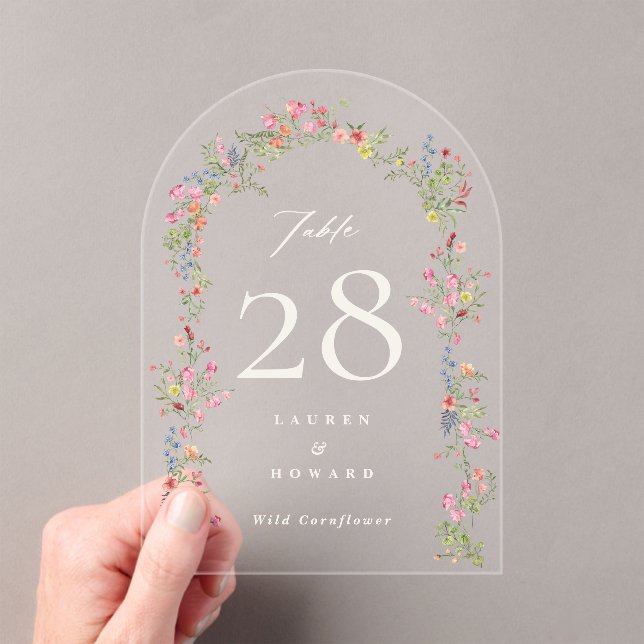 elegant floral Arch wedding Acrylic Table Number (Insitu (Handheld))