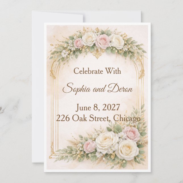 Elegant Floral Arch Wedding Invitation (Front)