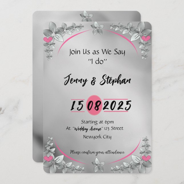 Elegant Floral Arch wedding invitation (Front/Back)