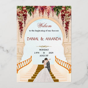Elegant Floral Arch Wedding Invitation   Editable 