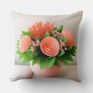 Elegant Floral Arrangement in Pastel Vase Cushion