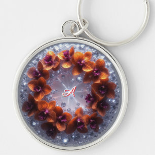 Elegant Floral Arrangement with Orchids Key Ring