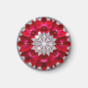 Elegant Floral Arrangement with Red Orchids Magnet