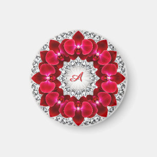 Elegant Floral Arrangement with Red Orchids Magnet