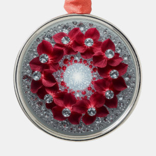 Elegant Floral Arrangement with Red Orchids Metal Ornament