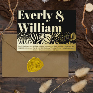 Elegant Floral Art Deco Modern Gold Wedding     Fo