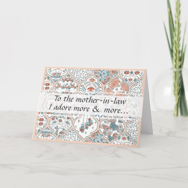 Elegant Floral Art Mother-in-law Happy Birthday Card (Front)