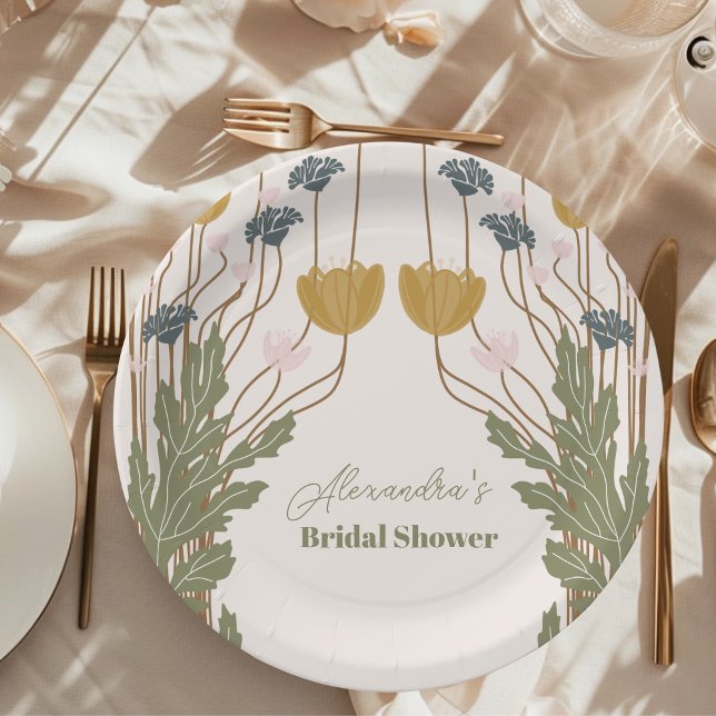 Elegant Floral Art Nouveau Bridal Shower Paper Plate (Creator Uploaded)