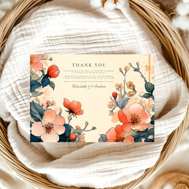Elegant Floral Art Nouveau Wedding Thank You Card (Creator Uploaded)