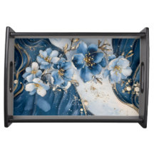 Elegant Floral Art Serving Tray Collection