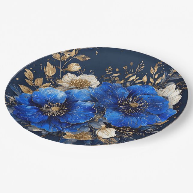 Elegant Floral Artwork Paper Plate (Angled)