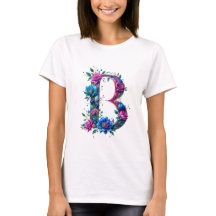 Elegant Floral B Initial T-Shirt for Her