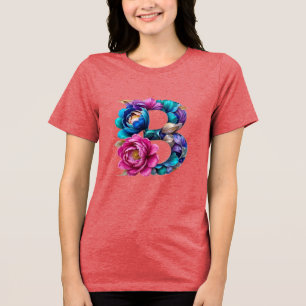 Elegant Floral B Initial T-Shirt for Her Tri-Blend Shirt