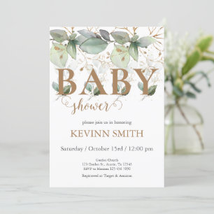 Elegant Floral Baby Shower Boy Invitation