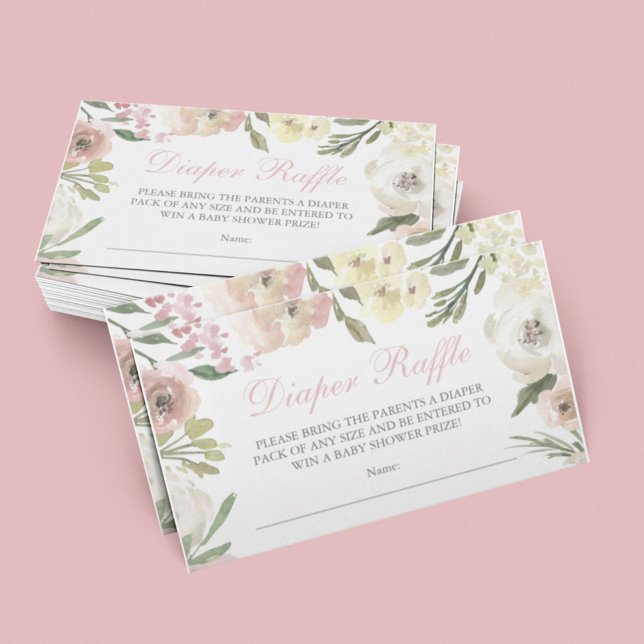 Elegant Floral Baby Shower Diaper Raffle Ticket Enclosure Card (Creator Uploaded)