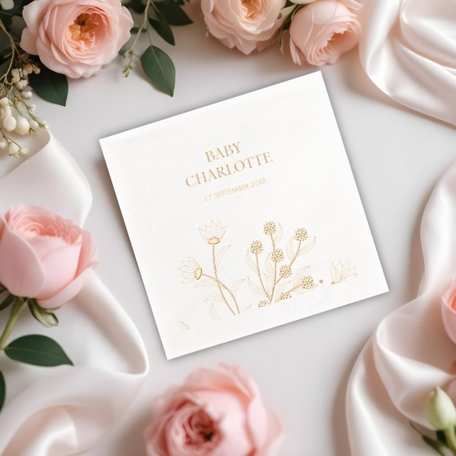  Elegant Floral Baby Shower Foil Napkins (Creator Uploaded)