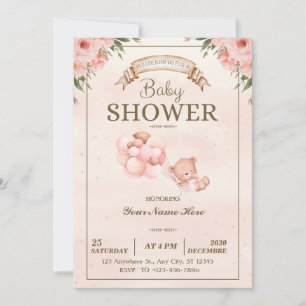 Elegant Floral Baby Shower Girl Invitation 