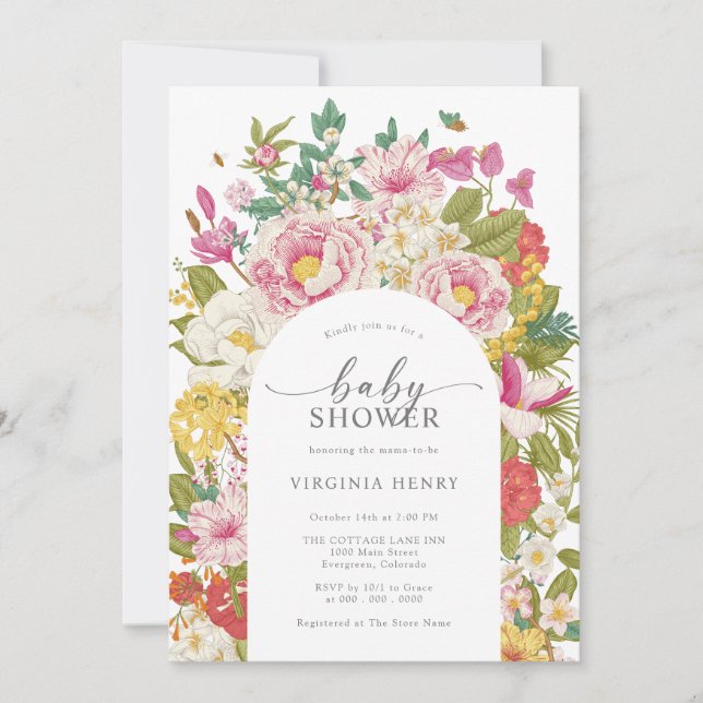 Elegant Floral Baby Shower Invitation (Front)