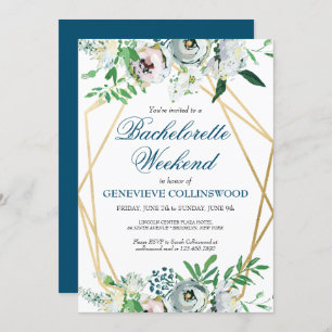 Elegant Floral Bachelorette Weekend Itinerary Invitation