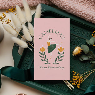 Elegant Floral Ballet Dance Instructor School Pink Business Card