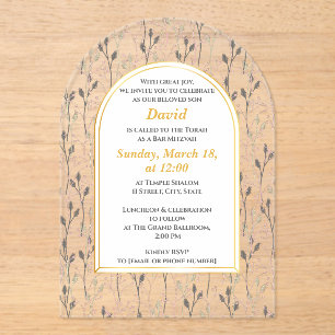 Elegant Floral Bar Mitzvah Invitation 