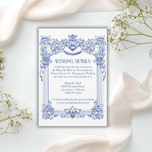 Elegant Floral Baroque Column Wedding Details Enclosure Card