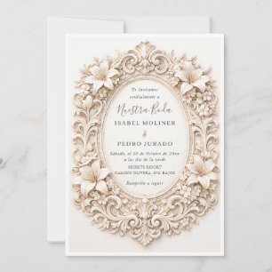 Elegant Floral Baroque Frame Nuestra Boda Wedding Invitation
