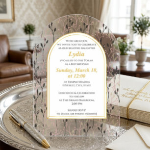 Elegant Floral Bat Mitzvah Invitation
